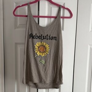 Women's Rebelution Grey Sunflower Tank Top
